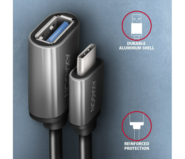 Axagon RUCM-AFAC, redukcja kabla USB-C (M) - USB-A (F), 20cm - 1353484 - zdjęcie 2